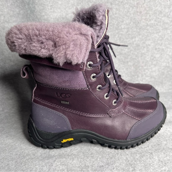 UGG Adirondack ll Leather Waterproof Vibram Winter Boots Womens 9 Purple Black - Picture 3 of 16